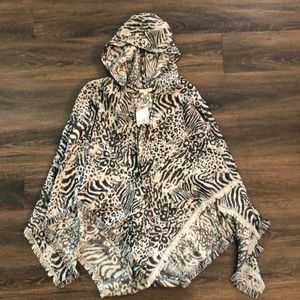 Gorgeous animal print hooded shawl/poncho